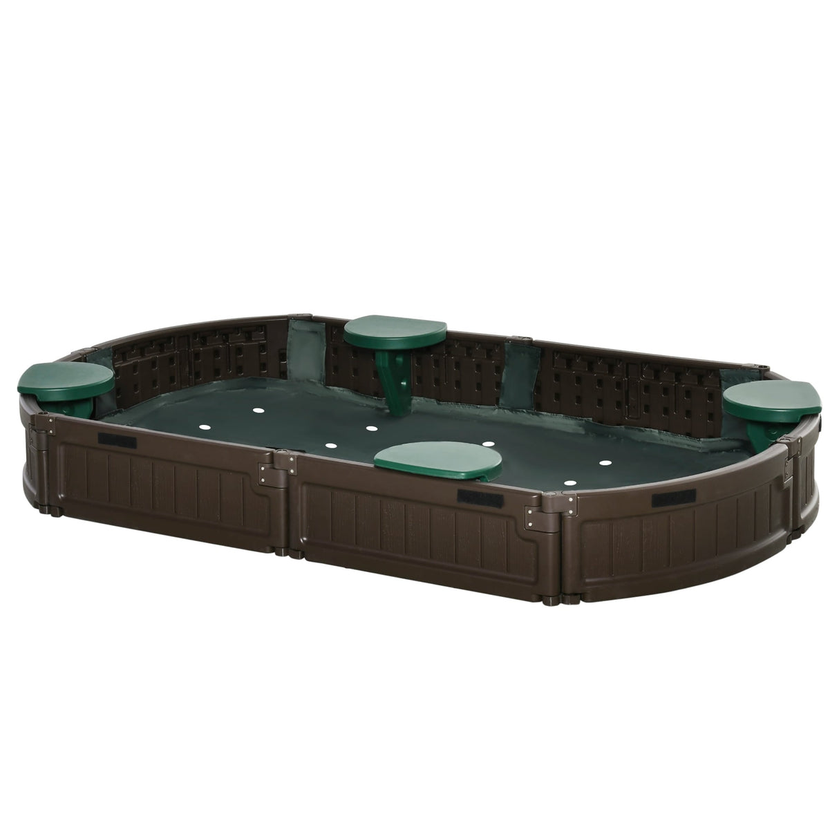 Outsunny Kids Sandbox with Cover and Seats, Outdoor Sandbox for Ages 3-12 Years Old - 72" x 41.25" x 8.25"