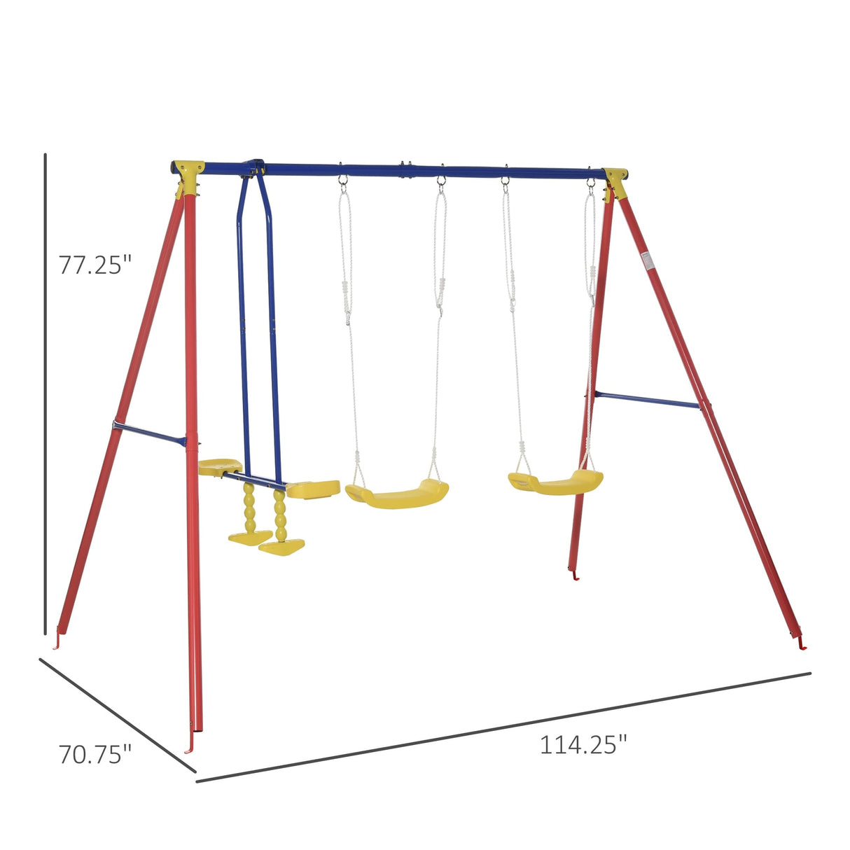 Outsunny Outdoor Swing Set for Backyard with 2-Person Swing and 2 Swings, Playground Equipment Outdoor Playset