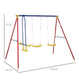 Outsunny Outdoor Swing Set for Backyard with 2-Person Swing and 2 Swings, Playground Equipment Outdoor Playset