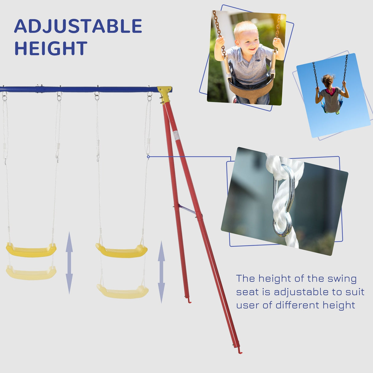 Outsunny Outdoor Swing Set for Backyard with 2-Person Swing and 2 Swings, Playground Equipment Outdoor Playset