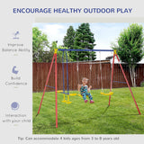 Outsunny Outdoor Swing Set for Backyard with 2-Person Swing and 2 Swings, Playground Equipment Outdoor Playset
