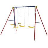Outsunny Outdoor Swing Set for Backyard with 2-Person Swing and 2 Swings, Playground Equipment Outdoor Playset