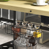 Outsunny Outdoor Bar Cart, Patio Rolling Serving Cart with Wheels, Side Handle, 2 Baskets, 4 Wine Holders for Garden