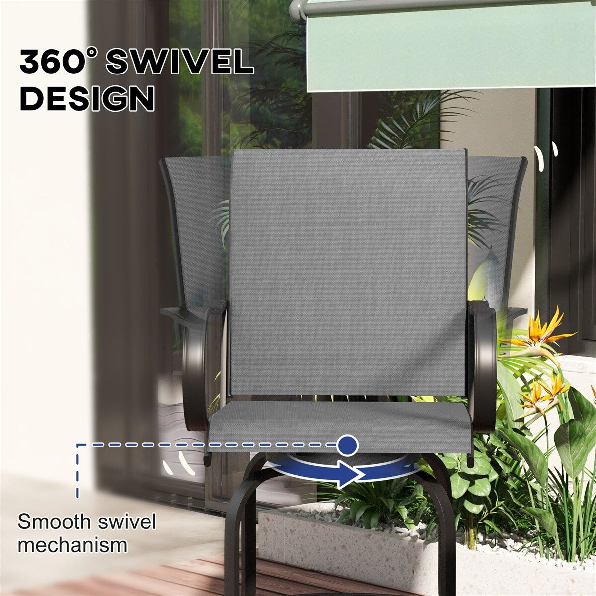 Outsunny Outdoor Bar Stools,360 Swivel Bar Height Patio Chairs,2 PCS