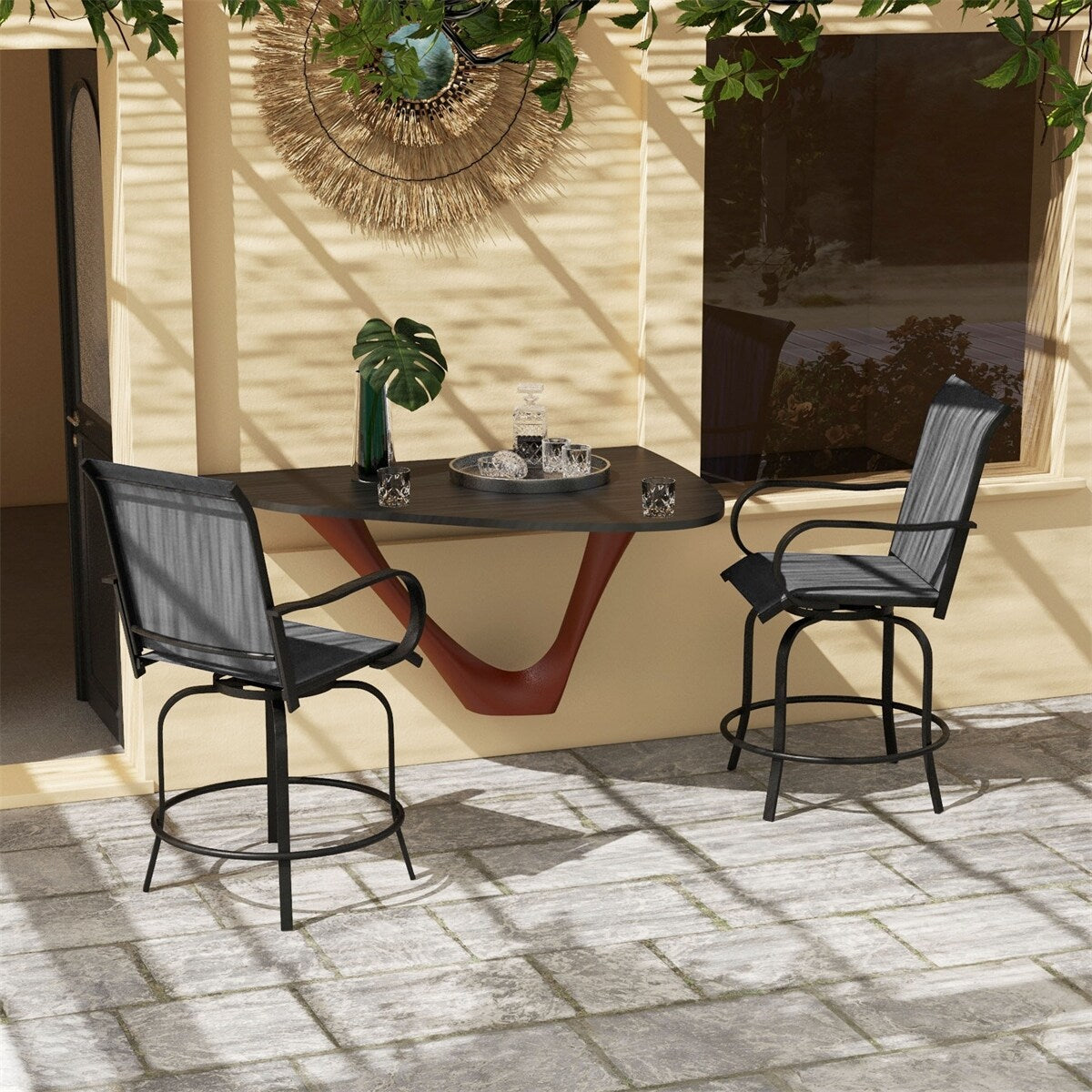 Outsunny Outdoor Bar Stools,360 Swivel Bar Height Patio Chairs,2 PCS