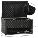 Outsunny Outdoor Deck Box & Shoe Storage, PE Rattan Wicker Towel Rack with Liner for Indoor, Outdoor