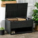 Outsunny Outdoor Deck Box & Shoe Storage, PE Rattan Wicker Towel Rack with Liner for Indoor, Outdoor