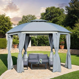 Outsunny Outdoor Gazebo,Patio Dome Gazebo Canopy Shelter w/Double Roof
