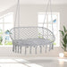 Outsunny Outdoor Hanging Hammock Porch Swing Chair with Cotton Rope Netting, Steel Frame, & Built-In Armrests