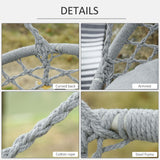 Outsunny Outdoor Hanging Hammock Porch Swing Chair with Cotton Rope Netting, Steel Frame, & Built-In Armrests