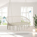 Outsunny Outdoor Hanging Hammock Porch Swing Chair with Cotton Rope Netting, Steel Frame, & Built-In Armrests