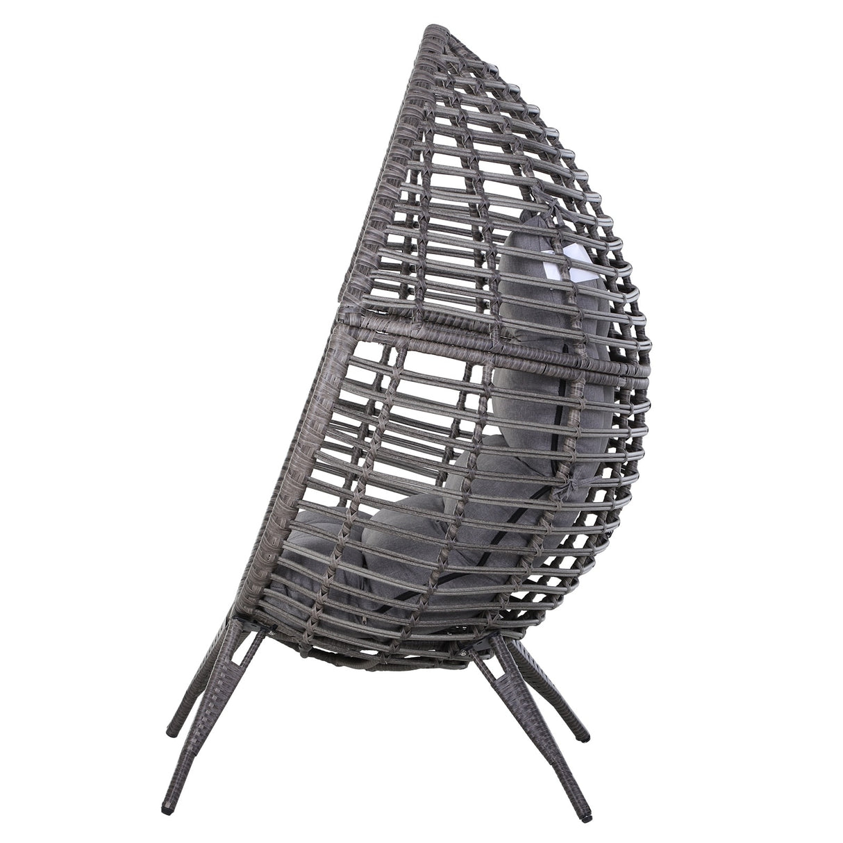 Outsunny Patio Wicker Egg Chair w/ Soft Cushion, Teardrop Cuddle Seat, Outdoor / Indoor Patio Chair