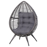 Outsunny Patio Wicker Egg Chair w/ Soft Cushion, Teardrop Cuddle Seat, Outdoor / Indoor Patio Chair