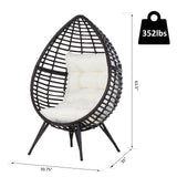 Outsunny Patio Wicker Egg Chair w/ Soft Cushion, Teardrop Cuddle Seat, Outdoor / Indoor Patio Chair