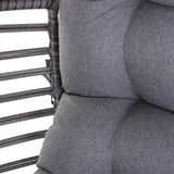 Outsunny Patio Wicker Egg Chair w/ Soft Cushion, Teardrop Cuddle Seat, Outdoor / Indoor Patio Chair