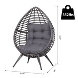 Outsunny Patio Wicker Egg Chair w/ Soft Cushion, Teardrop Cuddle Seat, Outdoor / Indoor Patio Chair