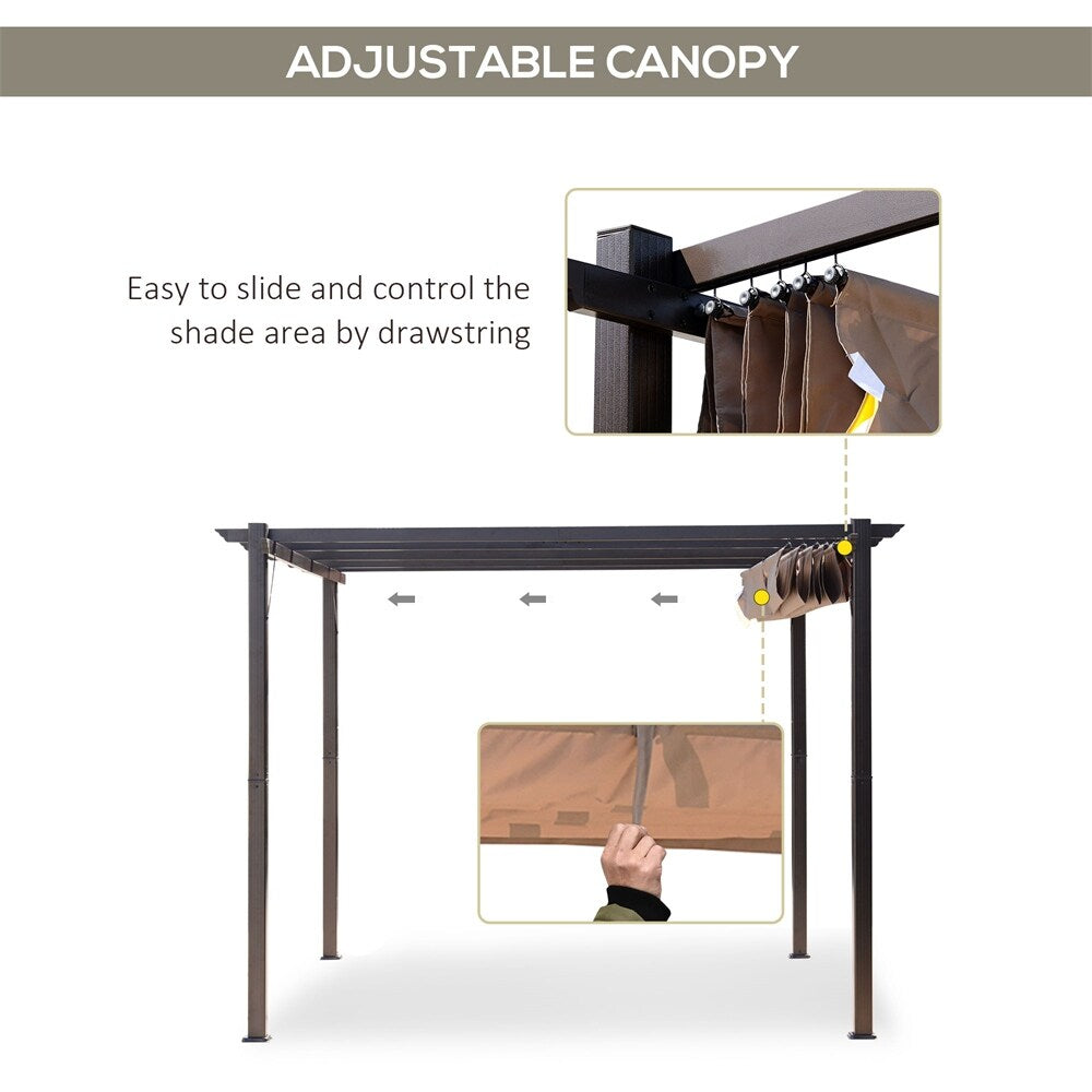 Outsunny Outdoor Retractable Pergola Canopy,Aluminum Patio Pergola