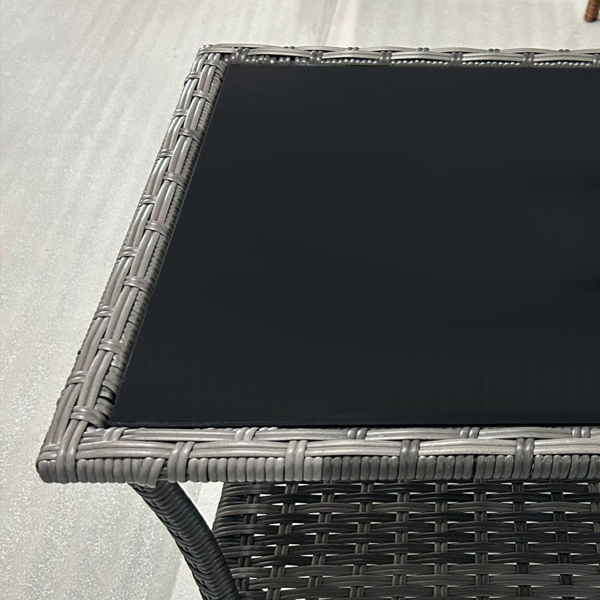 Outsunny Outdoor Wicker Coffee Table, Rattan Side Table with 2-Tier Storage Shelf , Aluminum Frame Square, End Table