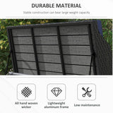 Outsunny Outdoor Wicker Storage Bench Deck Box, PE Rattan Patio Furniture Pool Storage Bin Container
