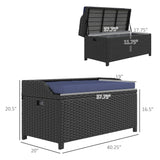 Outsunny Outdoor Wicker Storage Bench Deck Box, PE Rattan Patio Furniture Pool Storage Bin Container