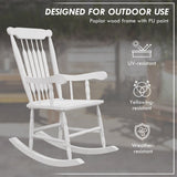 Outsunny Outdoor Wood Rocking Chairs Set of 2, 350 lbs. Porch Rockers with High Back for Garden, Patio, Balcony, White