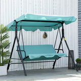 Outsunny Patio Porch Swing Chair with Adjustable Canopy,Seats 3 Adults