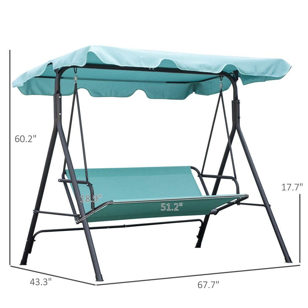 Outsunny Patio Porch Swing Chair with Adjustable Canopy,Seats 3 Adults