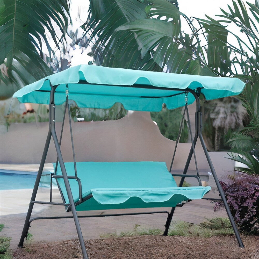 Outsunny Patio Porch Swing Chair with Adjustable Canopy,Seats 3 Adults