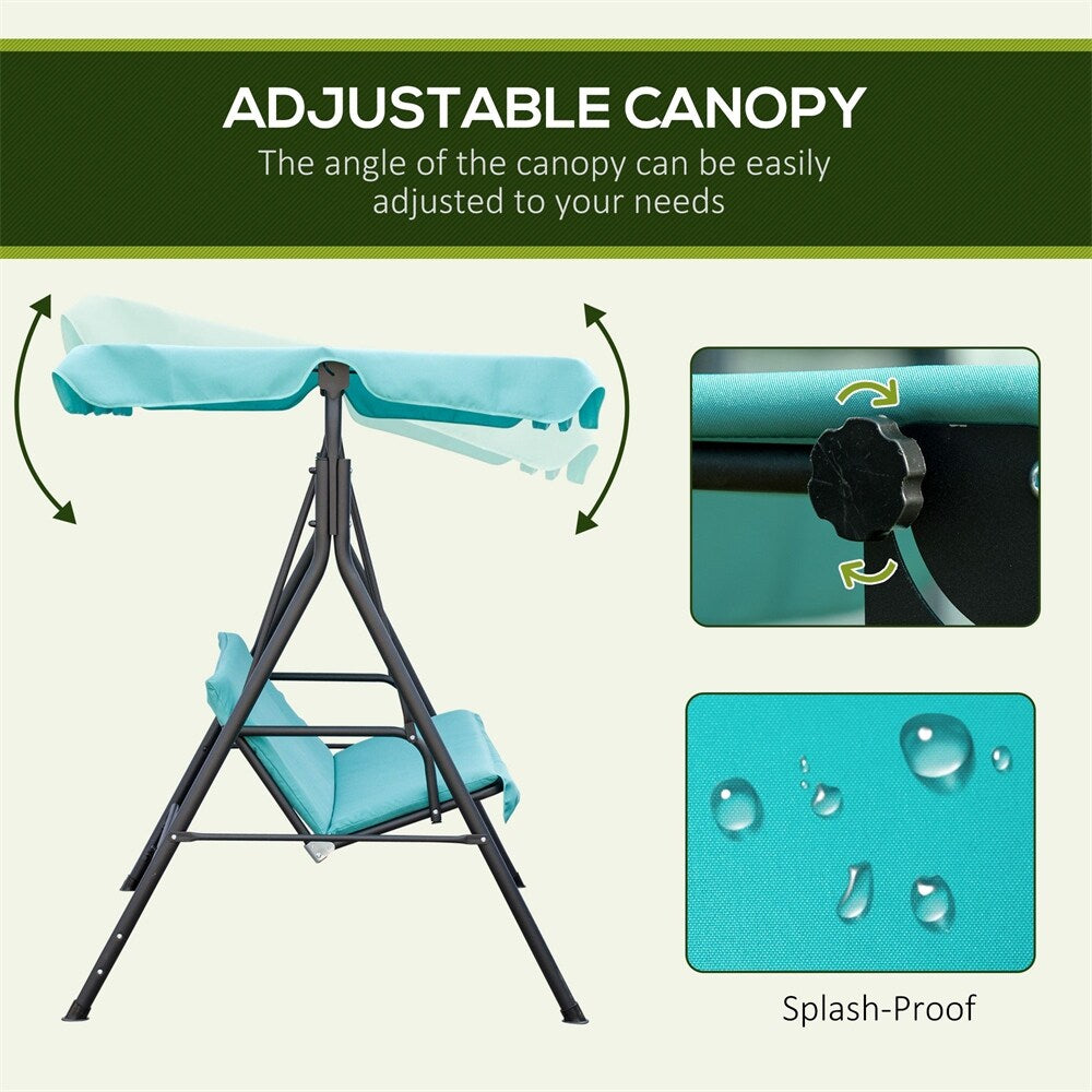 Outsunny Patio Porch Swing Chair with Adjustable Canopy,Seats 3 Adults