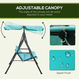 Outsunny Patio Porch Swing Chair with Adjustable Canopy,Seats 3 Adults
