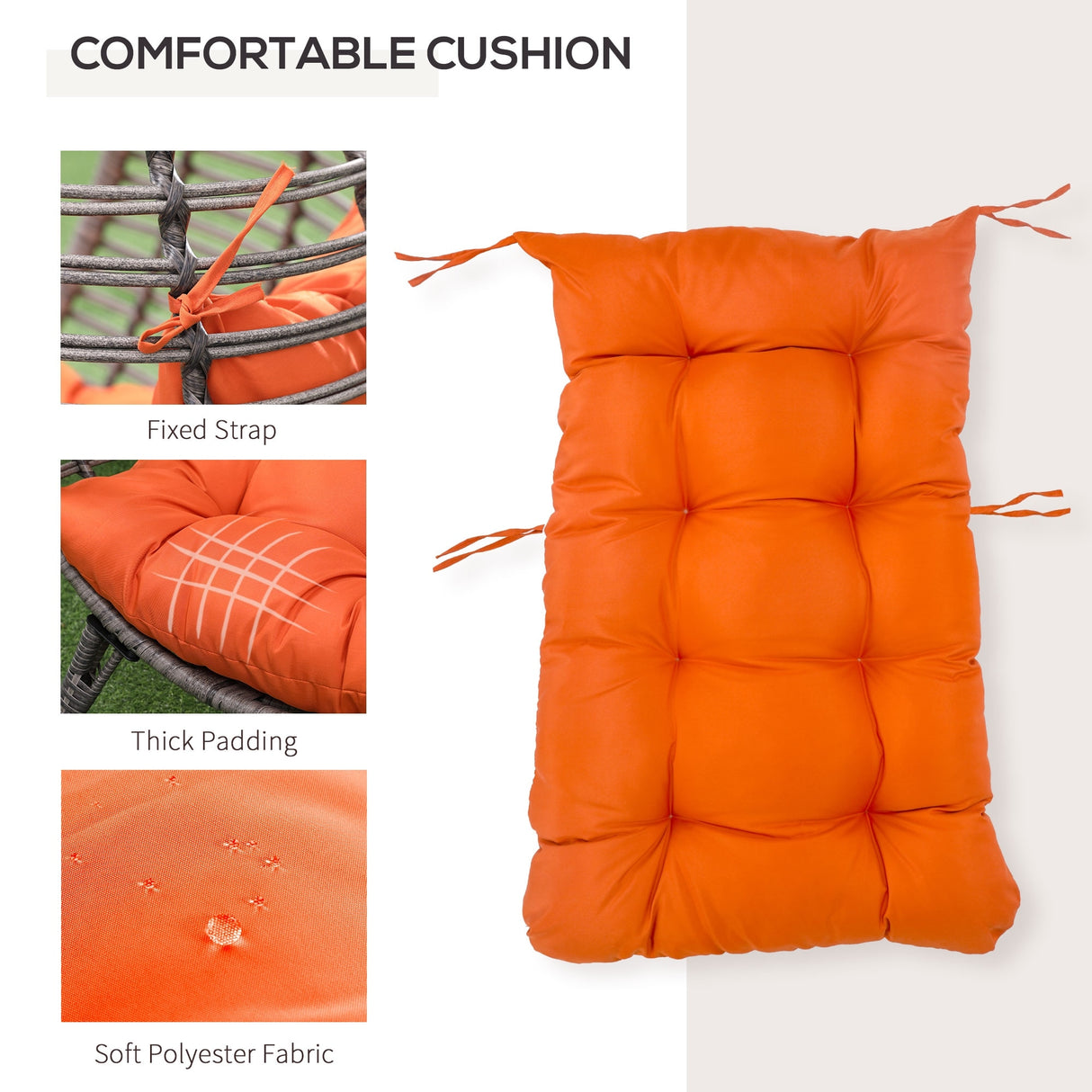 Outsunny Patio Wicker Egg Chair w/ Soft Cushion, Teardrop Cuddle Seat, Outdoor / Indoor Patio Chair