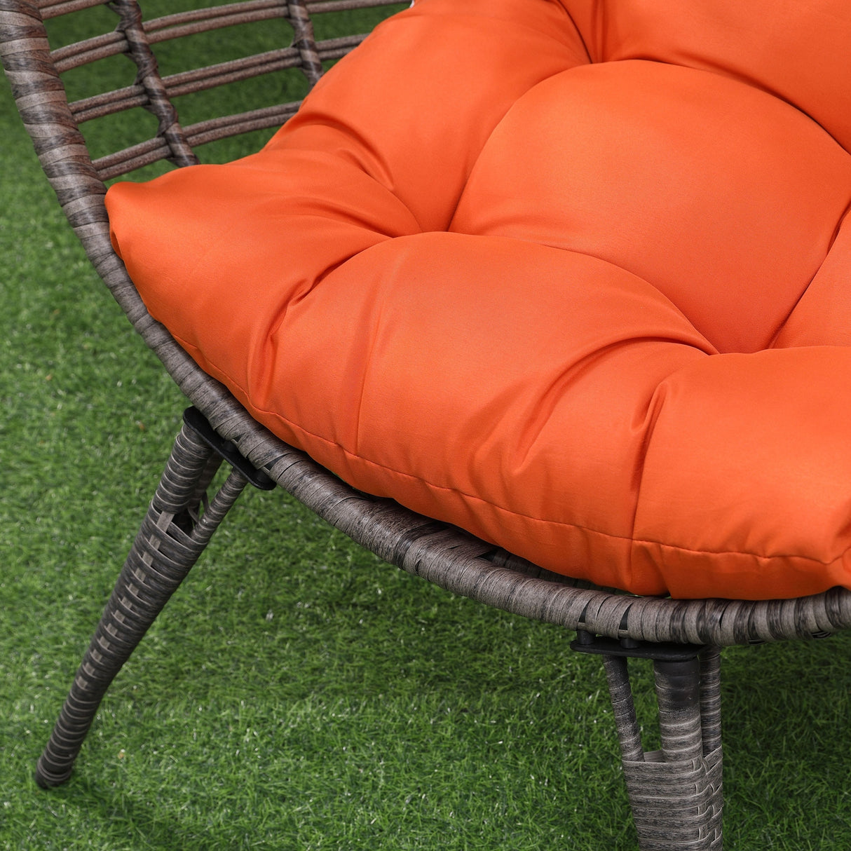 Outsunny Patio Wicker Egg Chair w/ Soft Cushion, Teardrop Cuddle Seat, Outdoor / Indoor Patio Chair