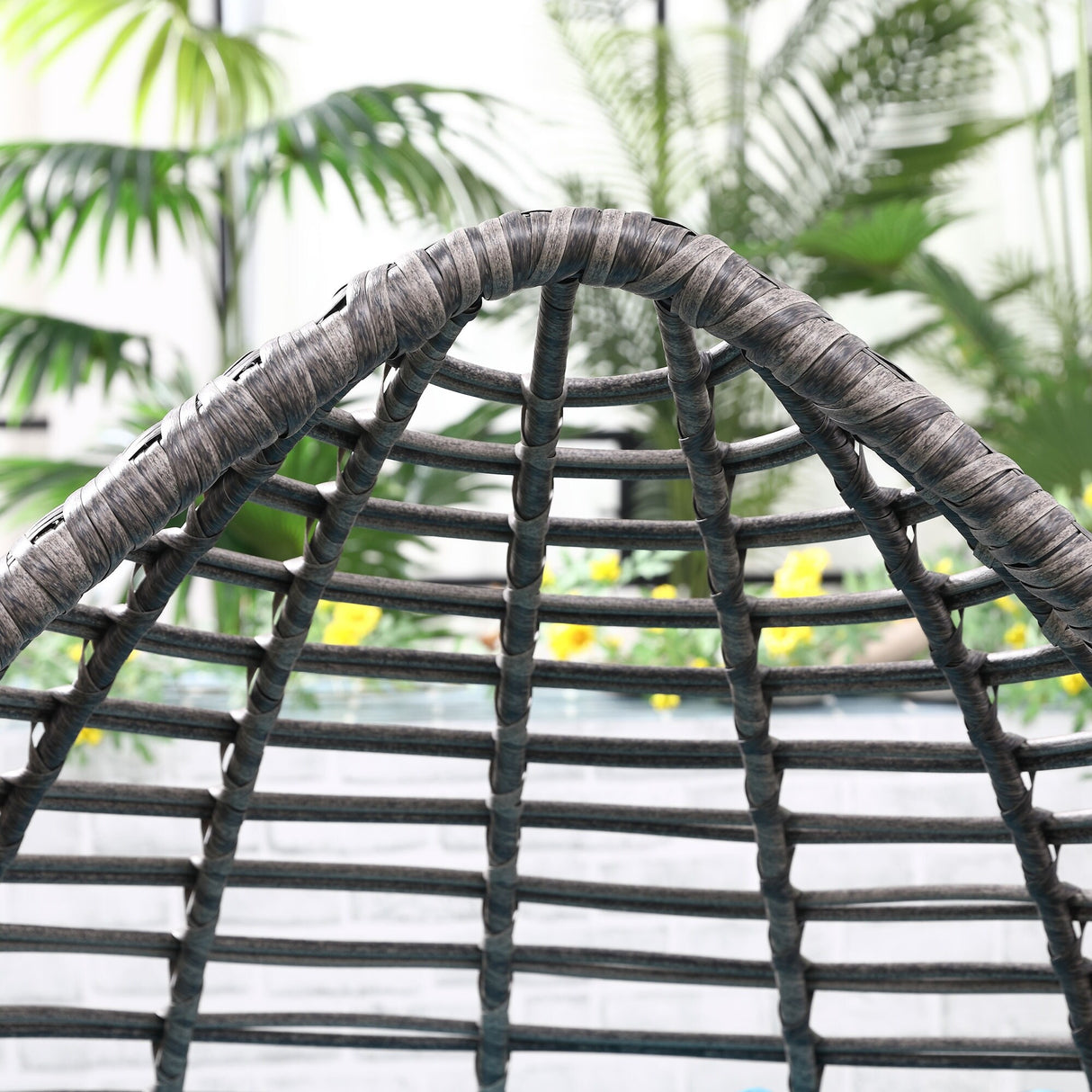 Outsunny Patio Wicker Egg Chair w/ Soft Cushion, Teardrop Cuddle Seat, Outdoor / Indoor Patio Chair