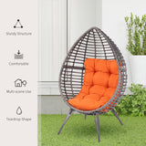 Outsunny Patio Wicker Egg Chair w/ Soft Cushion, Teardrop Cuddle Seat, Outdoor / Indoor Patio Chair