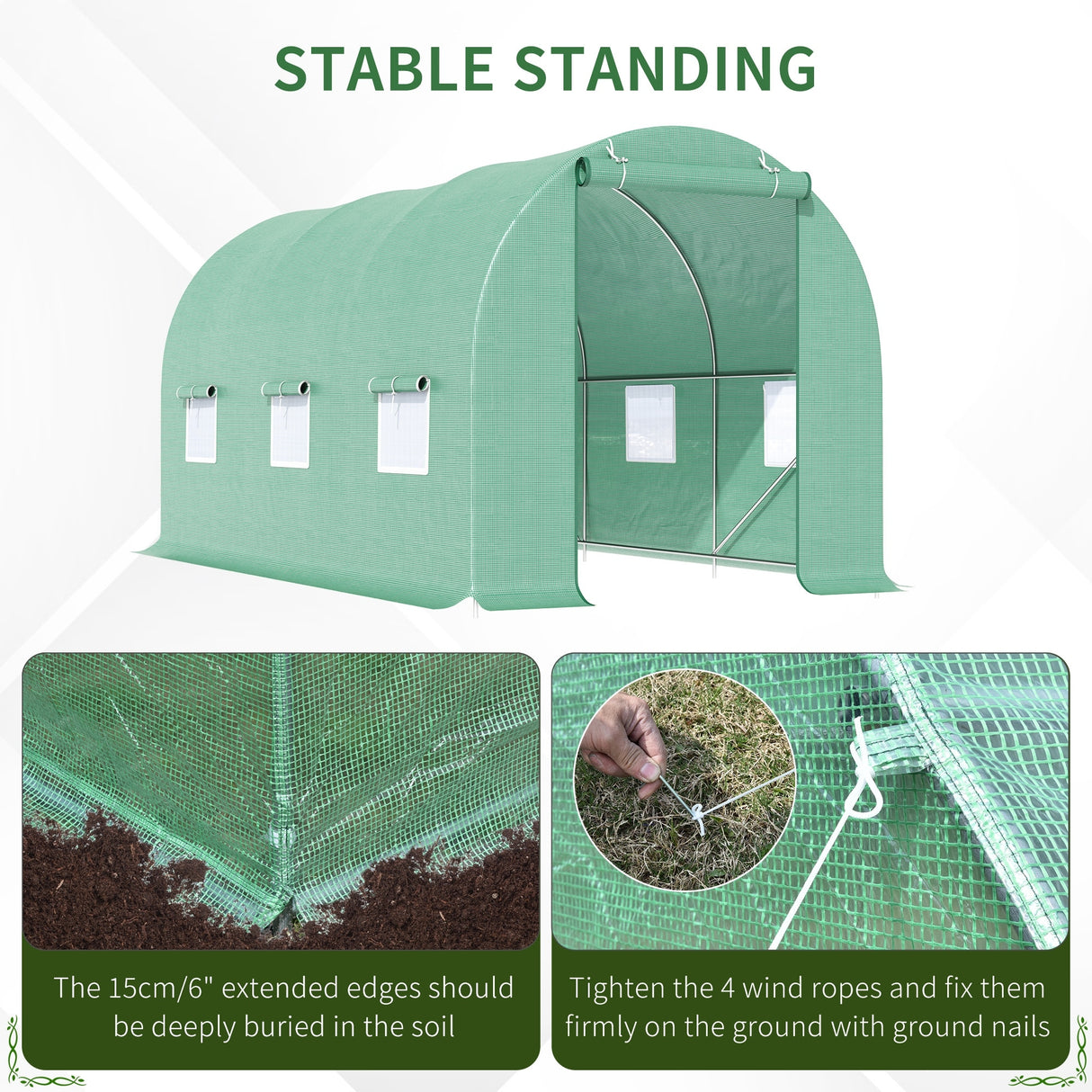 Outsunny Portable Walk-In Gardening Plant Greenhouse - Green