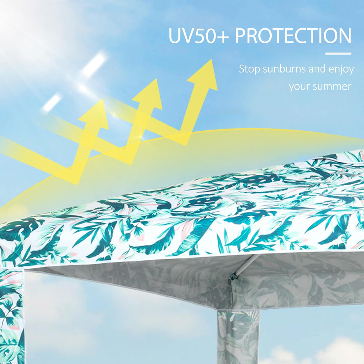 Outsunny Quick Beach Cabana Canopy Umbrella, 8' Easy-Assembly Sun-Shade Shelter with Sandbags and Carry Bag, Cool UV50+