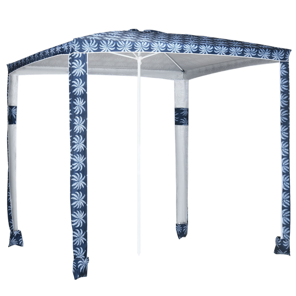Outsunny Quick Beach Cabana Canopy Umbrella, 8' Easy-Assembly Sun-Shade Shelter with Sandbags and Carry Bag, Cool UV50+
