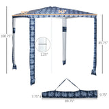 Outsunny Quick Beach Cabana Canopy Umbrella, 8' Easy-Assembly Sun-Shade Shelter with Sandbags and Carry Bag, Cool UV50+