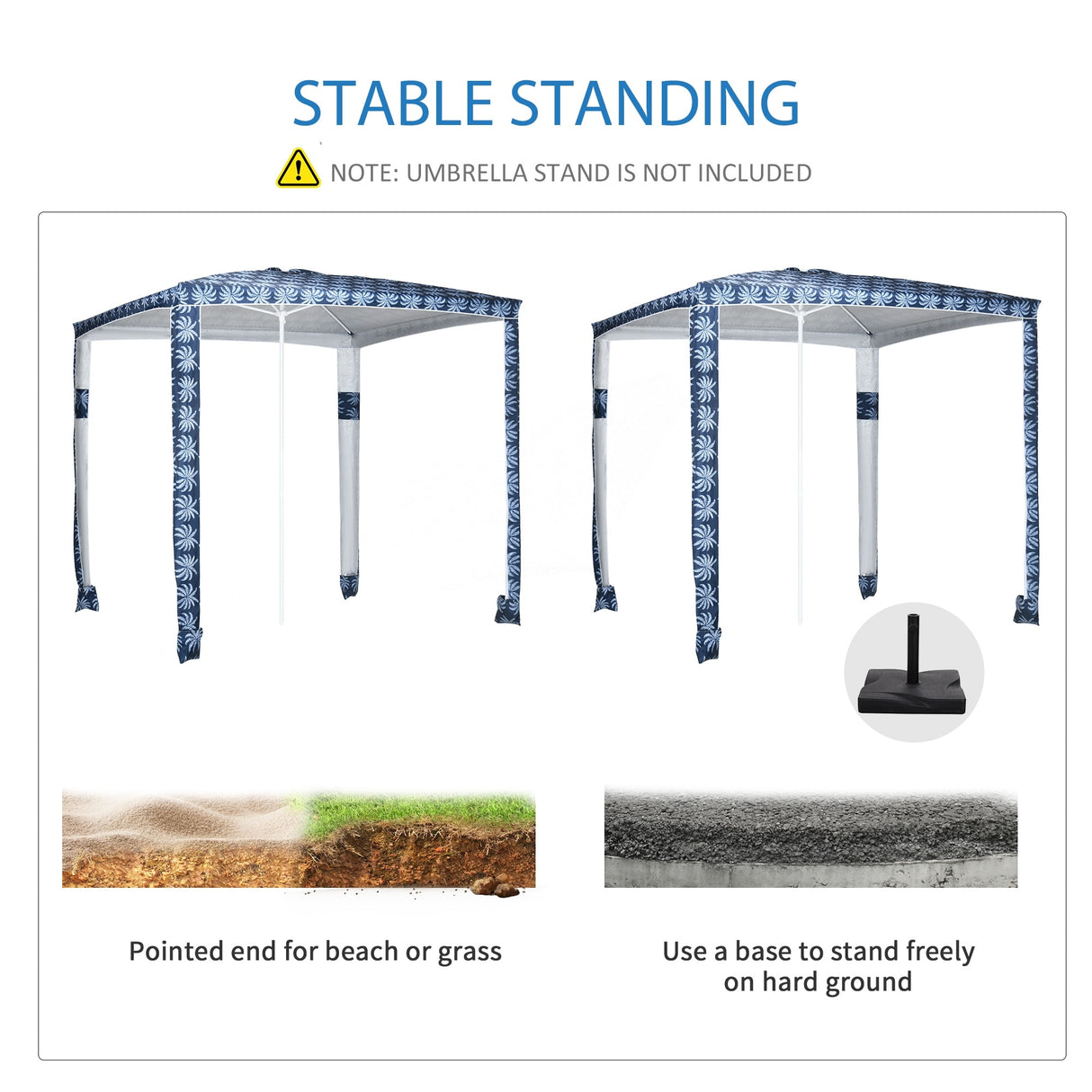 Outsunny Quick Beach Cabana Canopy Umbrella, 8' Easy-Assembly Sun-Shade Shelter with Sandbags and Carry Bag, Cool UV50+