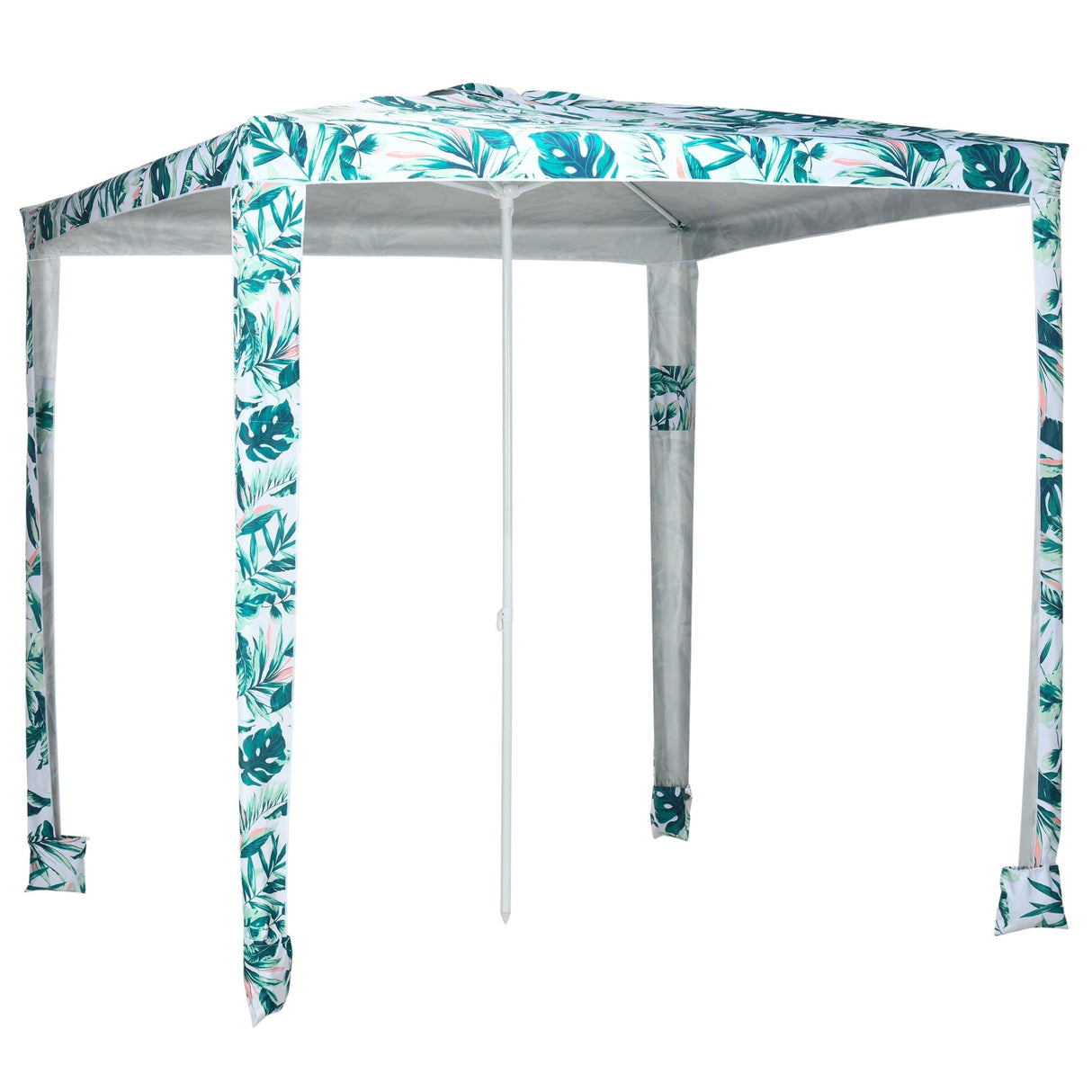 Outsunny Quick Beach Cabana Canopy Umbrella, 8' Easy-Assembly Sun-Shade Shelter with Sandbags and Carry Bag, Cool UV50+