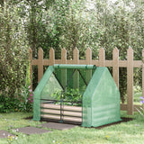 Outsunny Raised Steel Garden Bed with Greenhouse Cover - 50" L x 37.5" W x 36.25" H