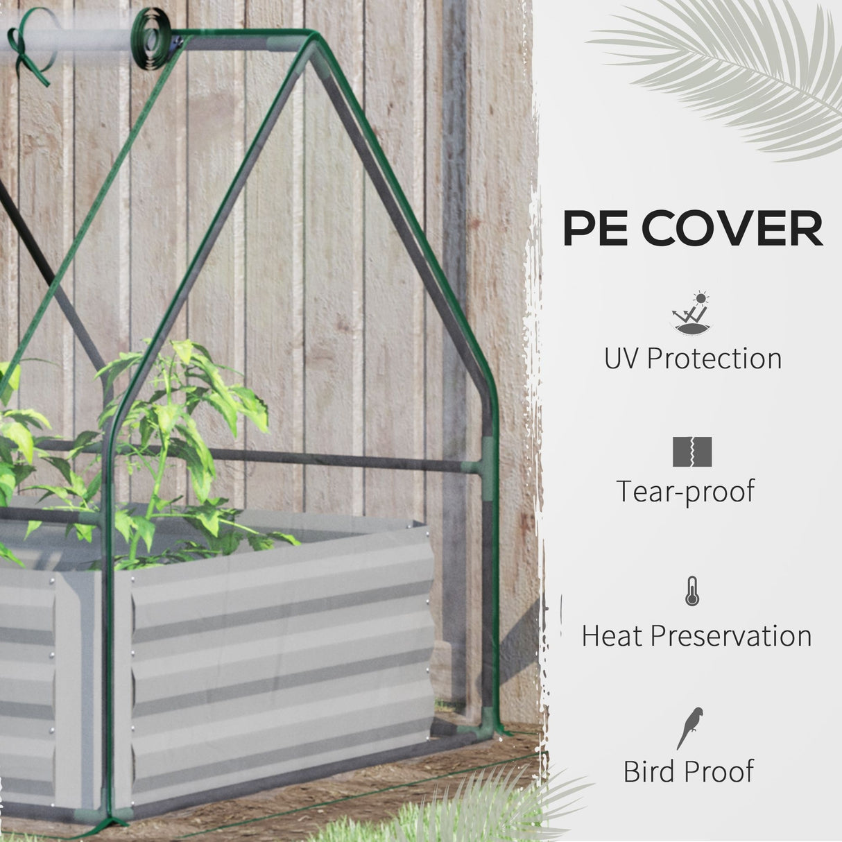 Outsunny Raised Steel Garden Bed with Greenhouse Cover - 50" L x 37.5" W x 36.25" H