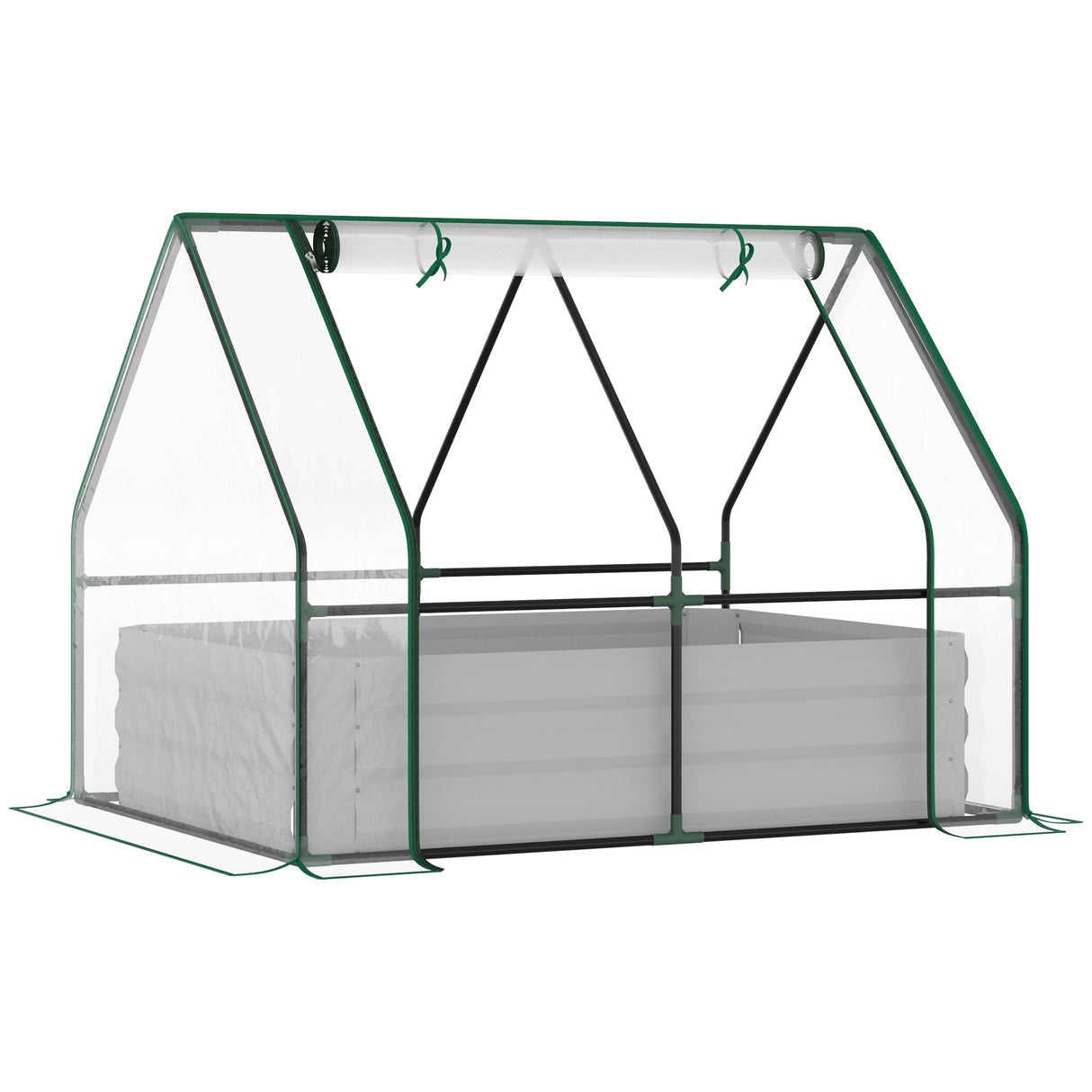 Outsunny Raised Steel Garden Bed with Greenhouse Cover - 50" L x 37.5" W x 36.25" H