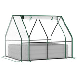 Outsunny Raised Steel Garden Bed with Greenhouse Cover - 50" L x 37.5" W x 36.25" H