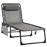 Outsunny Reclining Lounge Chair, Portable Sun Lounger, Folding Camping Cot, with Adjustable Backrest and Removable Pillow