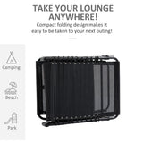 Outsunny Reclining Lounge Chair, Portable Sun Lounger, Folding Camping Cot, with Adjustable Backrest and Removable Pillow