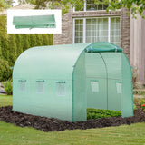 Outsunny Replacement Greenhouse Cover Tarp with 12 Windows for Ventilation & Zipper Door, Green