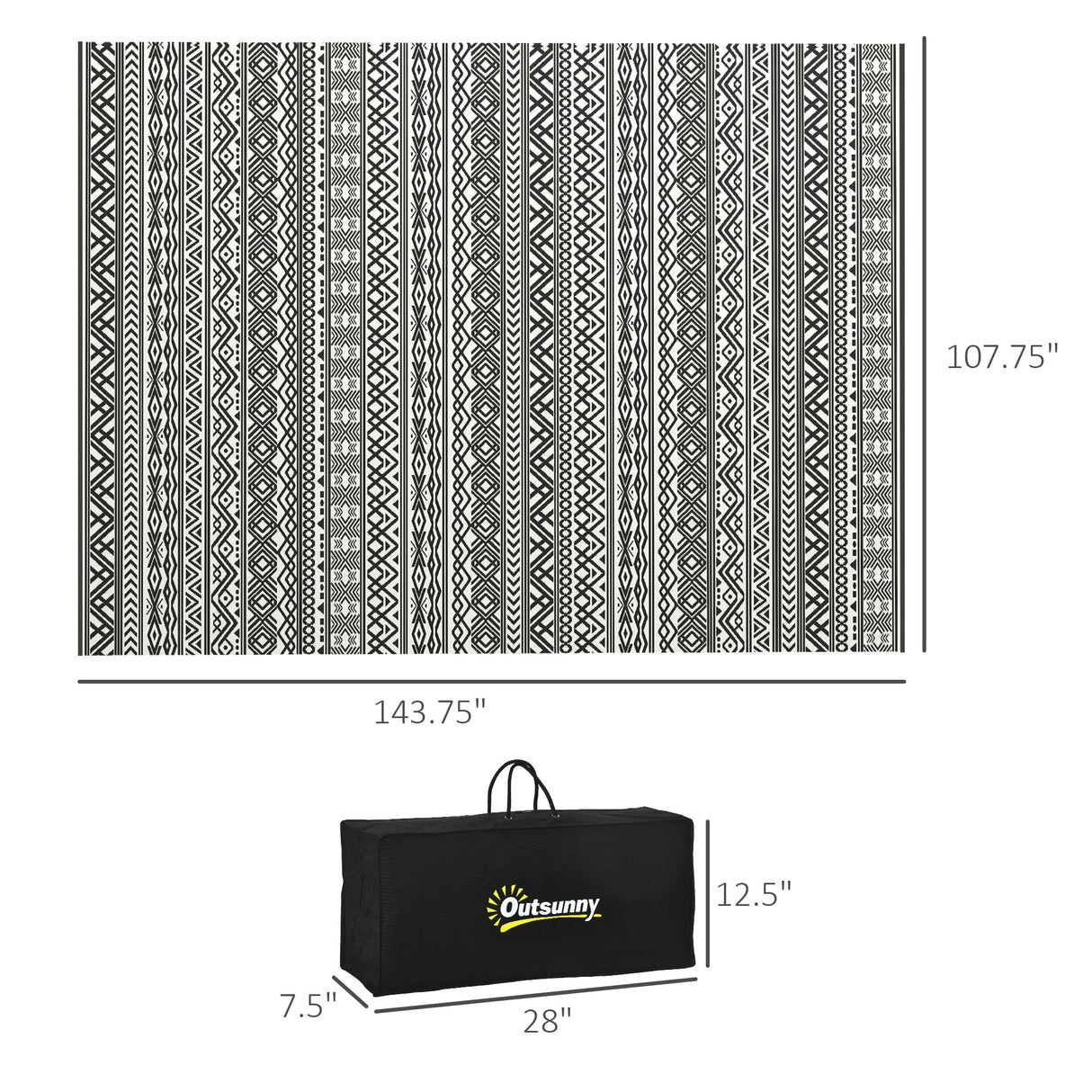 Outsunny Reversible Outdoor Rug, 9' x 12' Waterproof Plastic Straw Floor Mat, Portable RV Camping Carpet - 9' x 12'