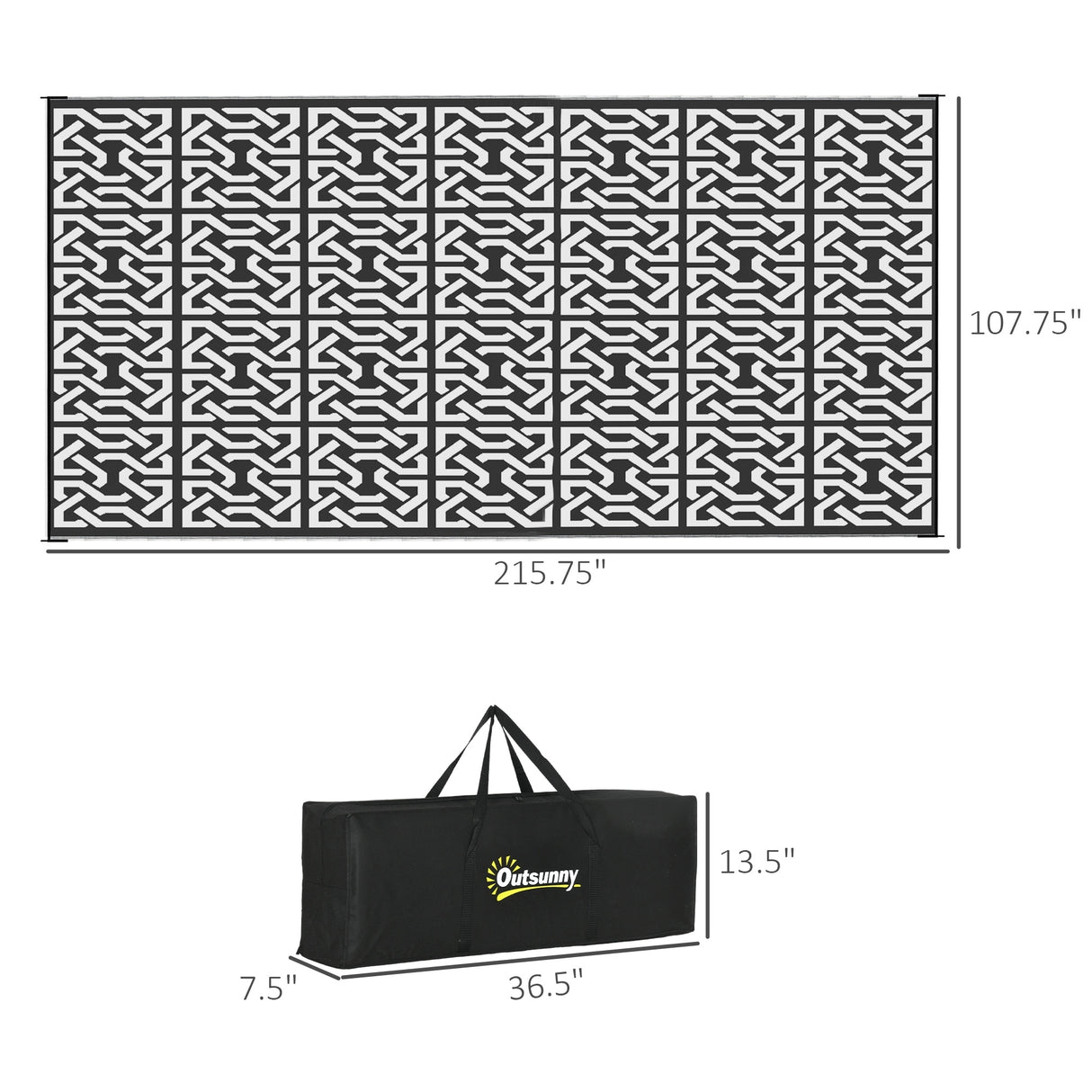 Outsunny Reversible Outdoor Rug, 9' x 18' Waterproof Plastic Straw Floor Mat, Portable RV Camping Carpet - 9' x 18'