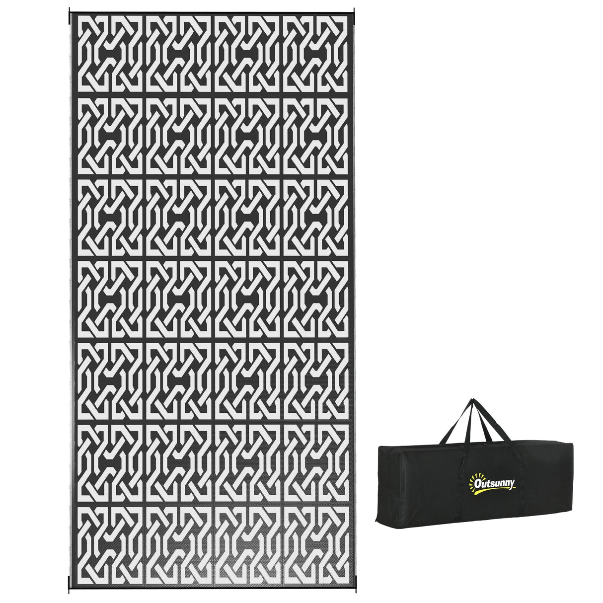 Outsunny Reversible Outdoor Rug, 9' x 18' Waterproof Plastic Straw Floor Mat, Portable RV Camping Carpet - 9' x 18'